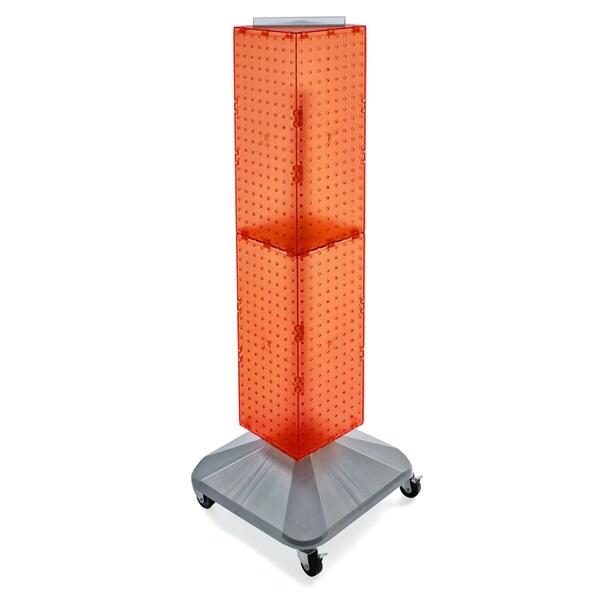 Azar Displays 4-Sided Pegboard Floor Spinner Rack w/ Wheels. Orange 8"W x 48"H, PK2 703388-ORG - main